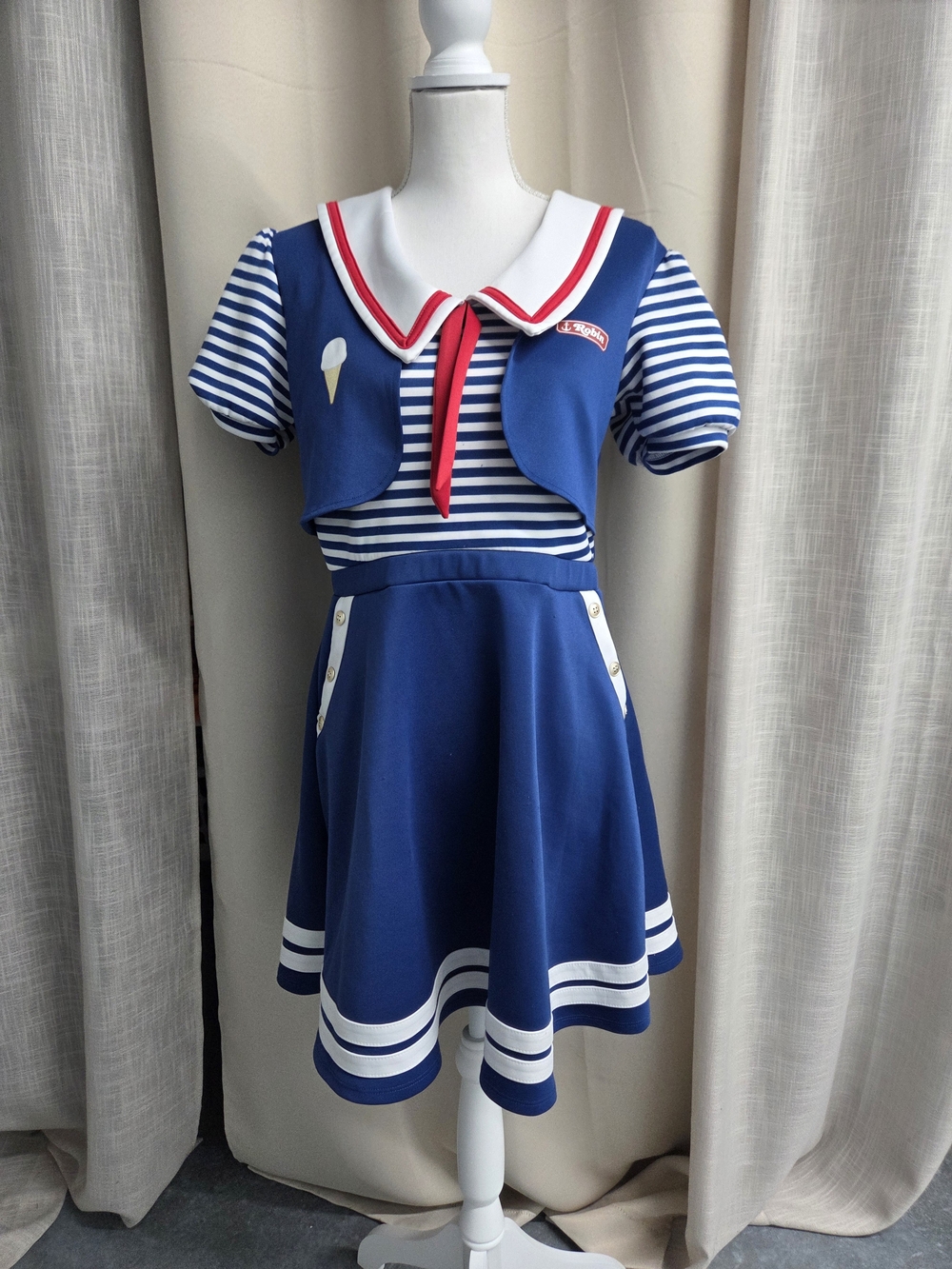 Stranger Things Scoops Ahoy Dress Robin Costume Medium Sailor Size M